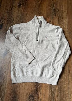 Чоловічий светр gant superfine lambswool half-zip сірий