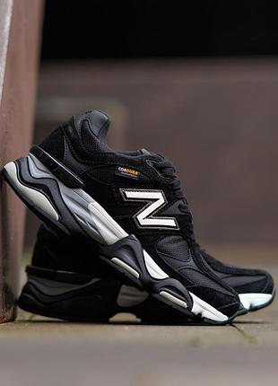 Жіночі зимові кросівки new balance 9060 black white cordura замшеві чорнобілі