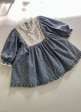 Сукня для дівчинки laura ashley з мікровельвету квіткова 6-9міс 74см