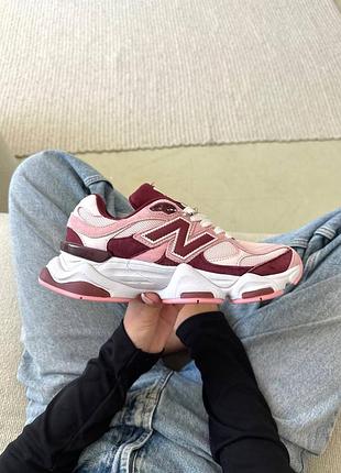 Женские кроссовки нью баланс 9060 pink white розовые с белым стильные