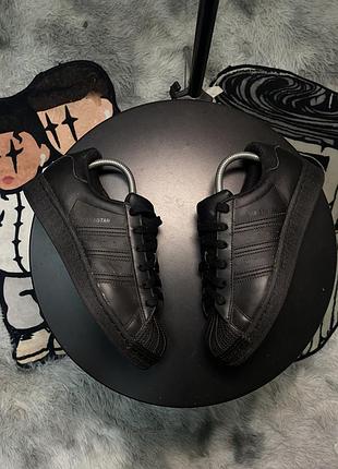 Шкіряні кросівки adidas superstar all-black, р. 37