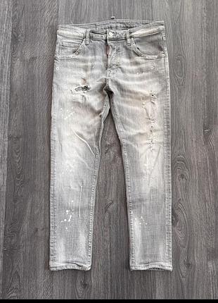 Dsquared 2 gray washed painted denim джинси