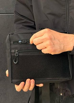 Чоловіча тактична сумка барсетка месенджер (планшетка) slim patch black, чорна через плече 7