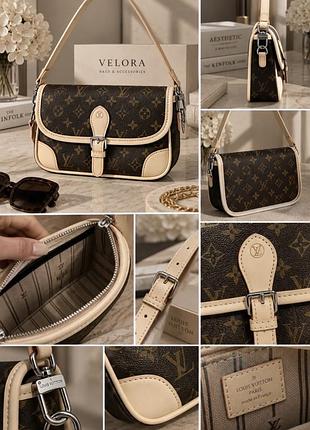 Сумка жіноча louis vuitton кросбоді коричнева з бежевим