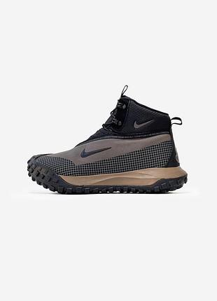 Мужские кроссовки nike acg mountain fly gore-tex fur black beige