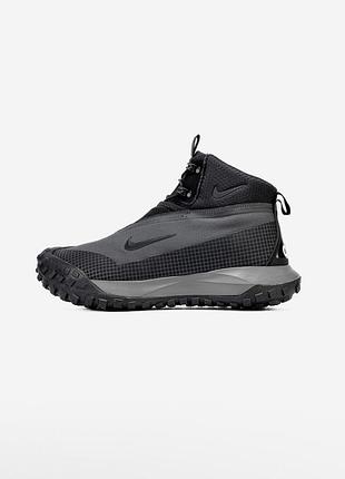 Мужские кроссовки nike acg mountain fly gore-tex fur black dark grey
