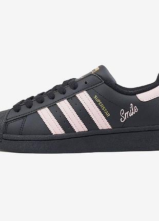 Жіночі кросівки adidas superstar smile black pink