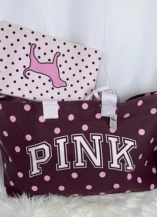 Сумка victoria's secret pink 2 в 1 шопер victoria's secret pink косметичка victoria's secret pink