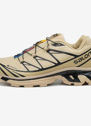 Мужские кроссовки salomon xt-6 beige black gore-tex
