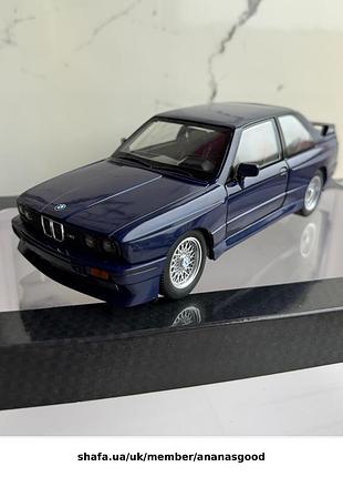 Коллекционная металлическая модель bmw m3 e30 1:24, 21 см, синяя, свет фар, звук, открывающаяся дверь, капот и багажник