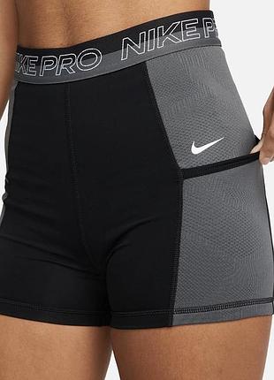 Шорти жіночі nike pro тренувальні чорні, сірі розмір m