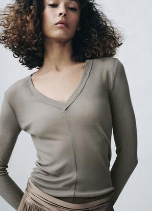 Лонгслів zara m в рубчик