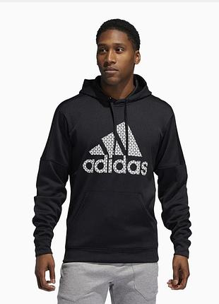 Теплое худи оверсайз adidas оригинал / черная кофта на флисе climawarm xl