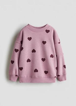 Утеплений бавовняний світшот кофта на флісі h&m hm для дівчинки