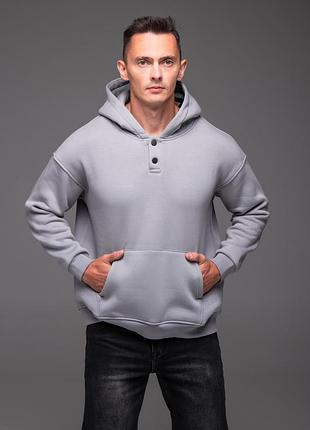 Сіра чоловіча кофта tb на флісі oversize 3