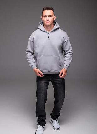 Сіра чоловіча кофта tb на флісі oversize 4