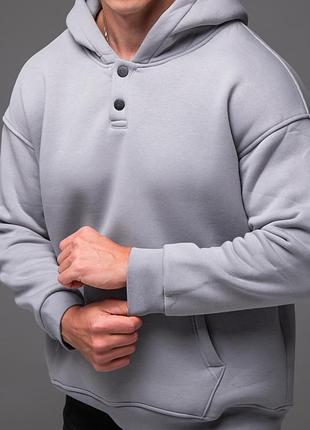 Сіра чоловіча кофта tb на флісі oversize 7