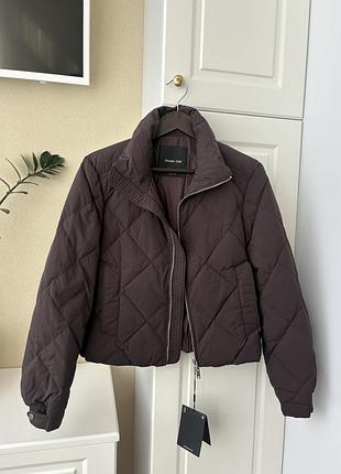 Новий натуральний пуховик пух перо коричневого кольору massimo dutti