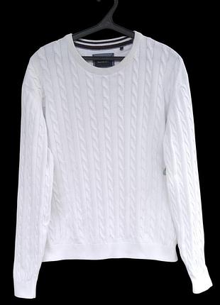 Мужской белый хлопковый свитер, westbury, big size , xxl, р. 56/58