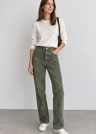 Вельветовые брюки h&m, цвет хаки