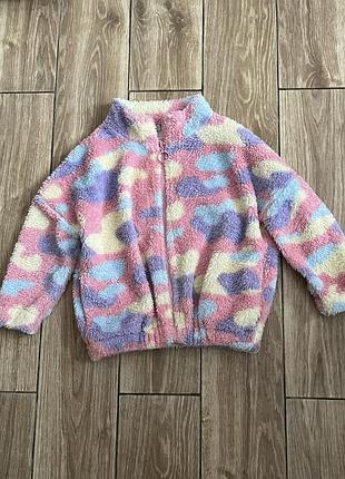 Теплая детская кофта на молнии мех 5-6 лет 110-116 р