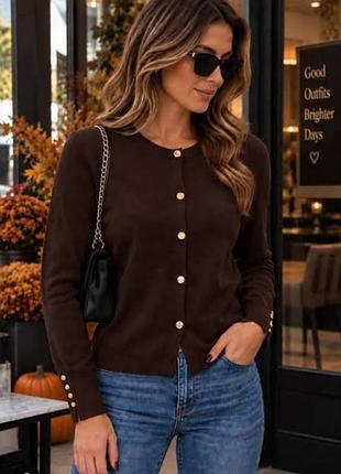 Шоколадный джемпер кардиган тоненький из вискозы zara