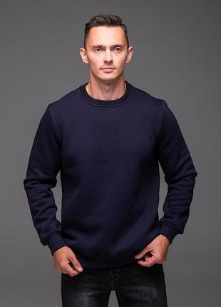 👕 світшот чоловічий темно-синій casual на флісі