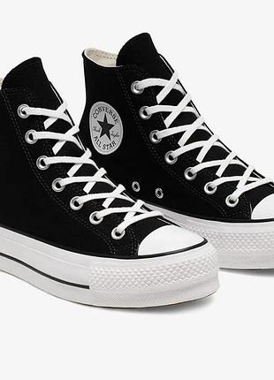 Кеди converse 37 24 см чорні на платформі