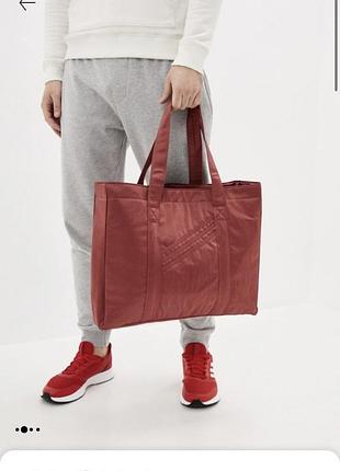 Сумка шопер adidas originals з нейлонового атласу кольору бургунді,розмір 45х35х8