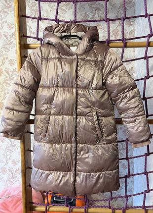 Куртка зимова для дівчинки, подовжена, з капюшоном 2