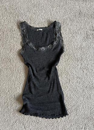 Майка в рубчик з мереживом intimissimi ultralight with cashmere
