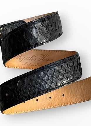 Итальянский ремень из натуральной кожи питона reptile's house made in italy (без пряжки / под бляху) унисекс 97/4см. 46/85 размер.