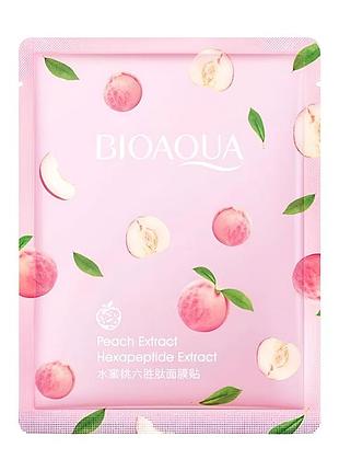 Тканинна маска для обличчя bioaqua peach extract з екстрактом персика та гіалуроновою кислотою, 25 г
