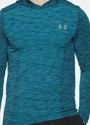 Лонгслів чоловічий under armour бірюзовий з капюшоном