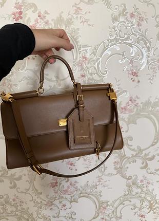 Коричнева шкіряна сумка my sicily dolce&gabbana