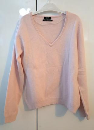 Ніжно-рожевий кашеміровий светр f&f з v-вирізом (100% cashmere)