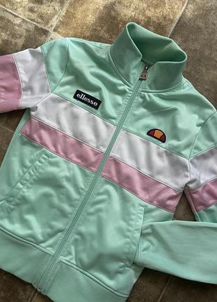 Кофта жіноча ellesse спортивна м'ятна з рожевими та білими смужками