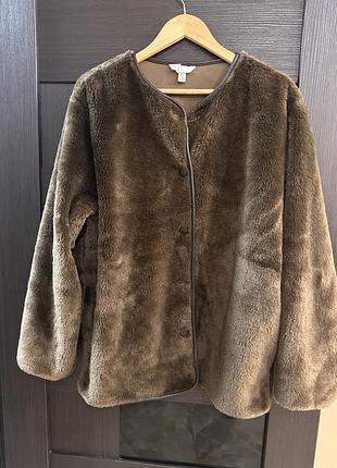 Жіноча шуба h&m зі штучного хутра коричнева