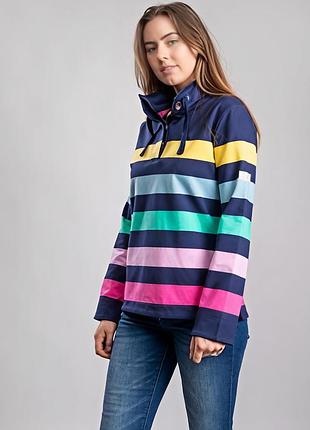 Светр джемпер joules navy multi stripe saunton funnel neck sweatshirt кофта