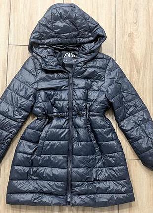 Пальто для дівчинки zara демісезонне на синтепоні, темно-синє, на 9 років