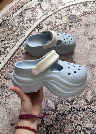 Сабо жіночі crocs на платформі, блакитні