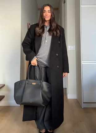 Довге вовняне тепле пальто zara