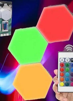Набір із трьох rgb led ламп із пультом та таймером відключення два режими яскравості fn-53