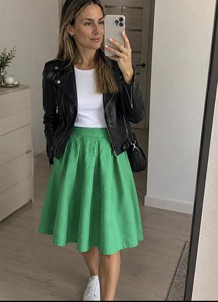 💚зелена спідниця зі складками осінь/весна