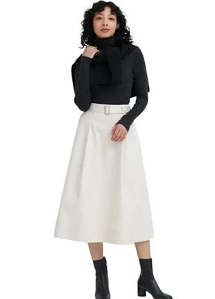 Бавовняна юбка міді кльош uniqlo (розмір m) / хлопковая юбка миди расклешенная uniqlo