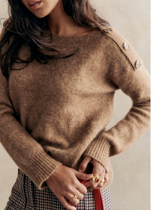 Затишний мохеровий светр sézane milann jumper camel (розмір xxs) — новий, мохер та меринос