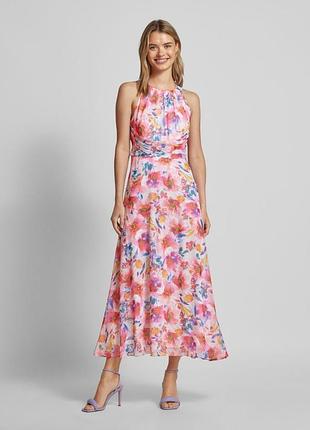Сукня міді adrianna papell floral chiffon halter dress