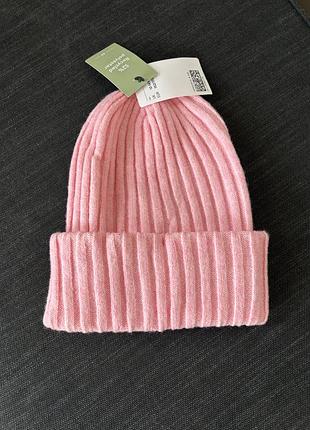Шапка h&m рожева в рубчик