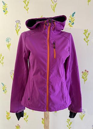 Спортивна жіноча куртка h&m sport softshell, фіолетова з флісовою підкладкою та капюшоном, розмір s (eur 36). ідеальна для активного відпочинку. 💜🏔️✨