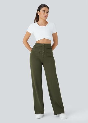 Штани жіночі halara хакі штани палаццо з ґудзиками